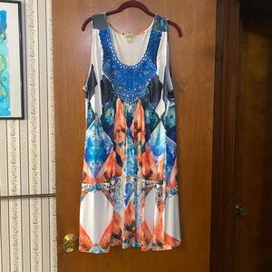 ONE WORLD Multicolor Geometric Dress